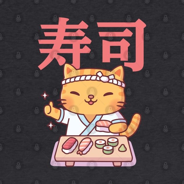 Cute Tabby Cat And Japanese Sushi by rustydoodle